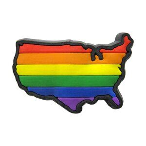 Gay USA Rainbow Rubber Lapel Pin - America LGBTQ+ Pride Flag Travel Apparel NWT
